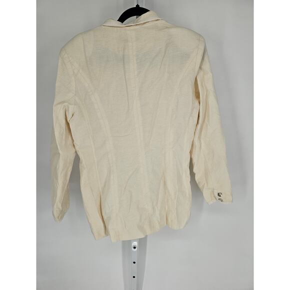Bushwacker Women's White Long Sleeve Collared Button Down Linen Jacket Size 12 - Picture 4 of 4
